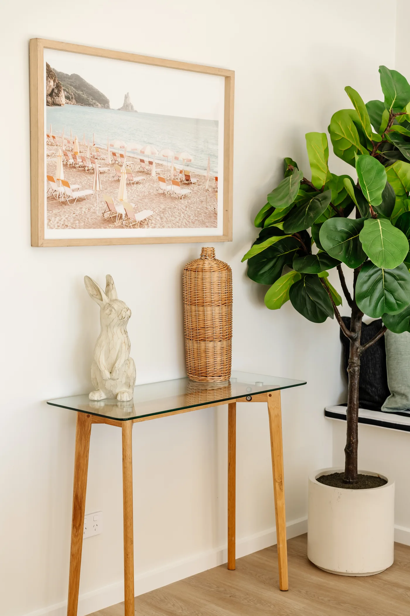 Entry console with coastal print
